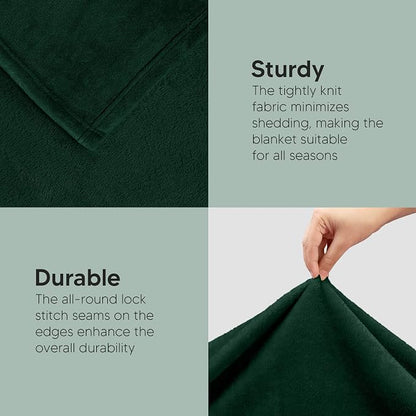 Utopia Bedding Soft Fleece Bed Blanket Queen Size Forest Green | Microfiber - Image 5