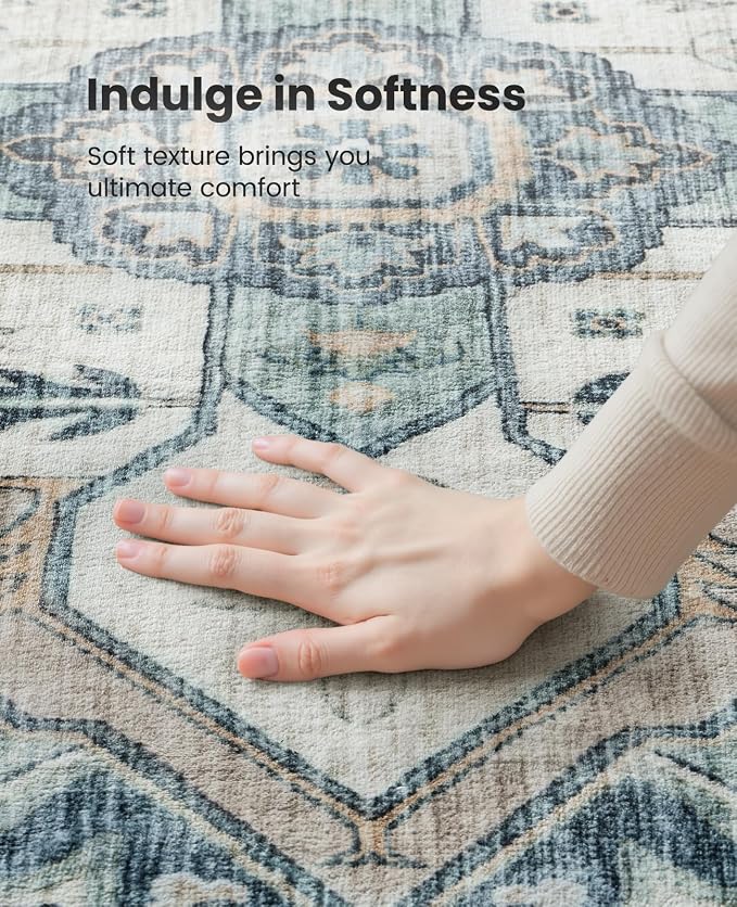 AMADA HOMEFURNISHING 9x12 Washable Area Rug, Low-Profile Large Area Rug - Image 6