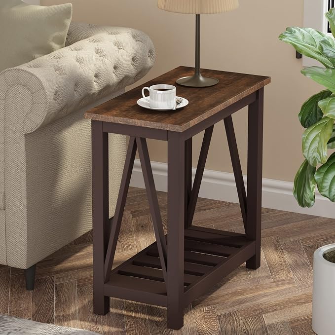 ChooChoo Farmhouse End Table, Rustic Vintage Narrow End Side Table - Image 4