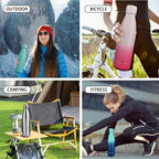 Insulated Water Bottle,2 Pack-17oz Stainless Steel Water Bottles with straw lid,Metal Sports Water Bottles for Boys,Girls,Double Wall Vacuum BPA-Free Flask for Sports (Sunset & Sea)