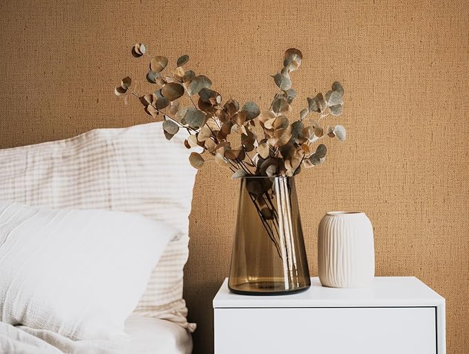 Brown Grasscloth Wallpaper Peel and Stick 393.7" Textured Brown Contact Paper - Image 3