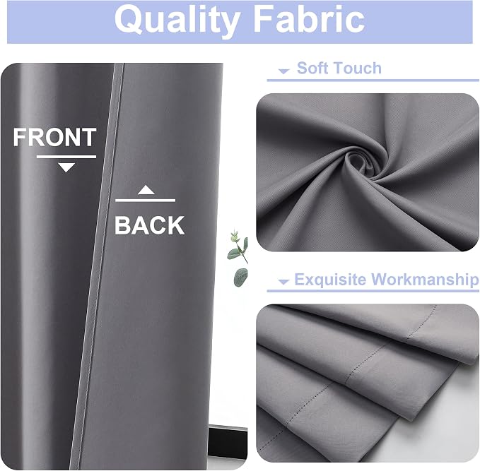 Simplebrand Ava Light Grey Short Blackout Curtains - Image 2
