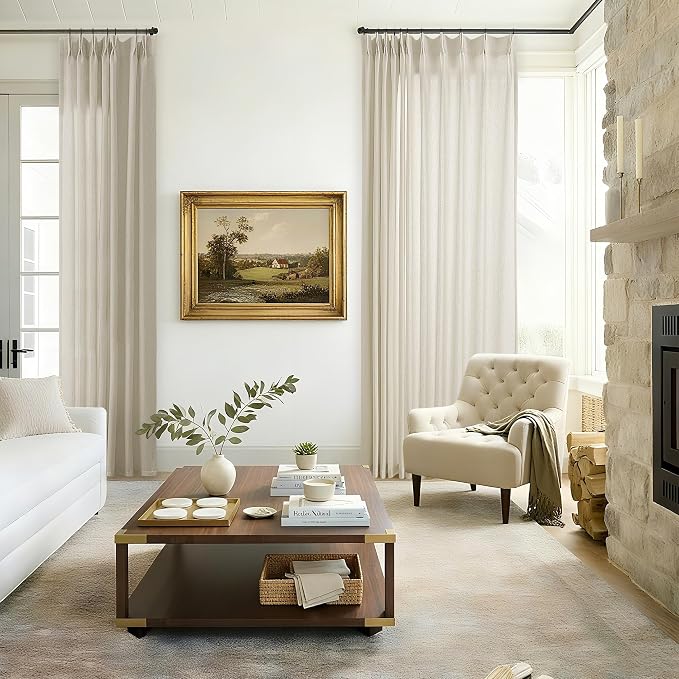 Oatmeal Pinch Pleat Linen Curtains 108 Inches Long Floor to Ceiling | Light - Image 7