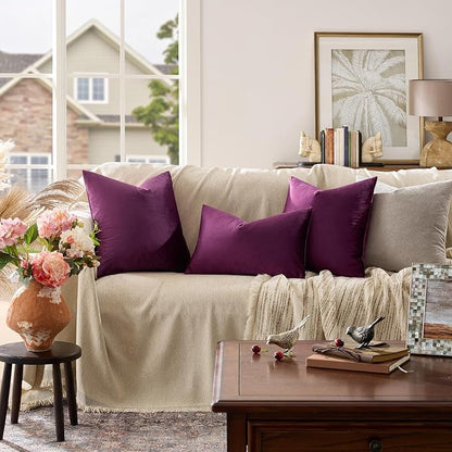 GIGIZAZA Velvet Pillow Covers 16x16 Decorative Pillows Pack of 2 Purple | Throw - Image 6