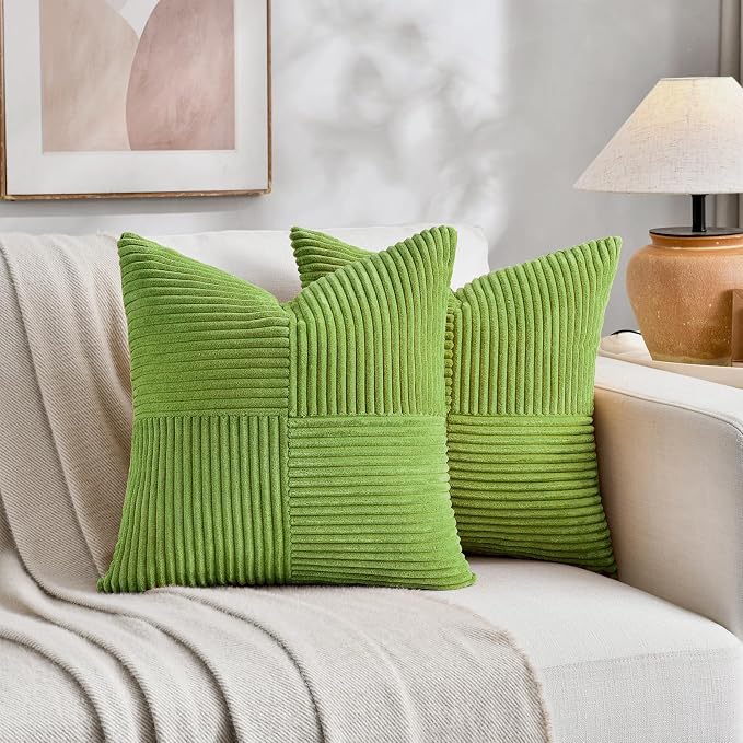 Fancy Homi Set of 2 Lime Green Decorative Throw Pillow Covers 20x20 Inch by Fancy+Homi