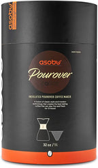 asobu Insulated Pour Over Coffee Maker (32 oz.) Double-Wall Vacuum, Stainless-Steel Filter and Take on the Go Carafe (Burgundy)