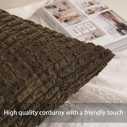 Aegero Pack of 2 Corduroy Decorative Throw Pillow Covers 12x24 Inch - Image 2