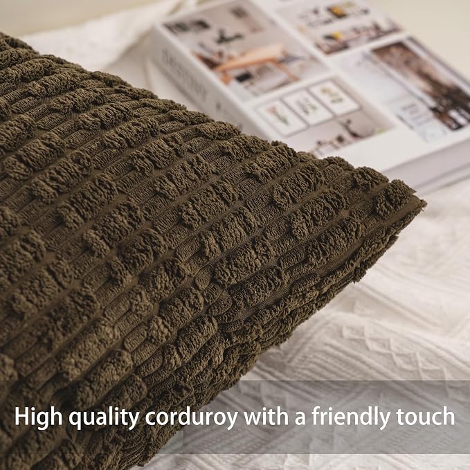Aegero Pack of 2 Corduroy Decorative Throw Pillow Covers 12x20 Inch - Image 2
