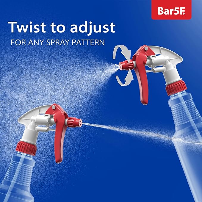 Bar5F Empty Plastic Spray Bottles 16-Ounce BPA-Free Food Grade Crystal Clear M-Series Fully Adjustable Sprayer (not for oil), 2-Pack