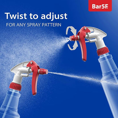 Bar5F Empty Plastic Spray Bottles 16-Ounce BPA-Free Food Grade Crystal Clear M-Series Fully Adjustable Sprayer (not for oil), 2-Pack