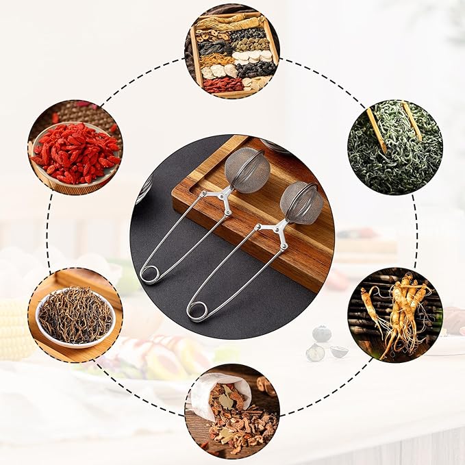 Snap Ball Tea Strainer, Voittozege 20 Pcs Premium Stainless Steel Tea Infuser with Handle Tea Infuser Filter with Tong Pincer Steeper Reusable for Loose Leaf Tea, Spices, Seasonings