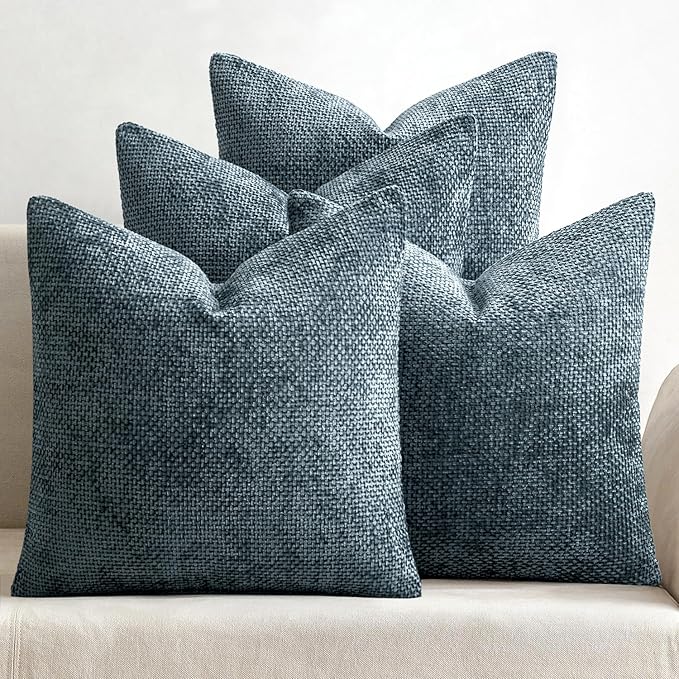 MIULEE Soft Decorative Chenille Pillow Covers Navy Blue 18x18 Pack of 4 | by MIULEE