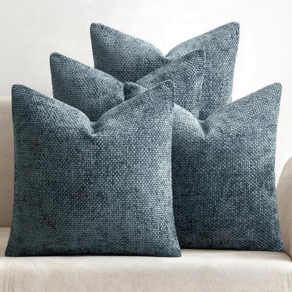 MIULEE Soft Decorative Chenille Pillow Covers Navy Blue 18x18 Pack of 4 | by MIULEE