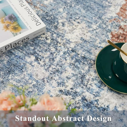 Washable Area Rug 9x12 Living Room – Neutral Modern Abstract Large Carpet - Image 9