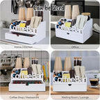 Coffee Bar Organizer for Countertop – Wooden Coffee Station with Black Drawer, Tea and K Cup Storage Rack, Coffee Pod Holder for Home and Office Counter Organization (Drawer - White)