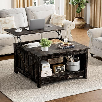 FABATO Lift Top Coffee Table, 31.5" Farmhouse Coffee Tables by FABATO