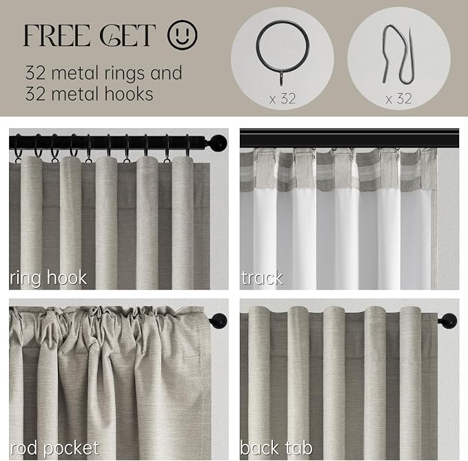 102 inch blackout curtains for Sliding door 2 Panels 100% Blackout Linen - Image 3