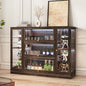 Display Cabinet with Acrylic Glass Doors, Extra Wide Curio Cabinet with LED by BONITURE