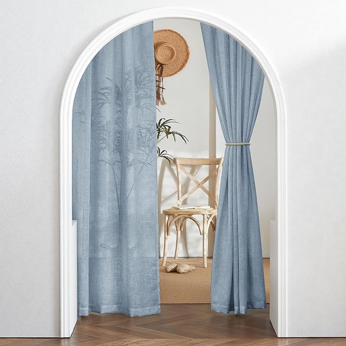 RYB HOME Linen Semi Sheer Kitchen Curtains Over Sink 36 inches Length | Light - Image 7