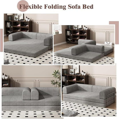 Garvee 78" Convertible Sleeper Sofa Bed, Plush Corduroy Futon Loveseat - Image 6