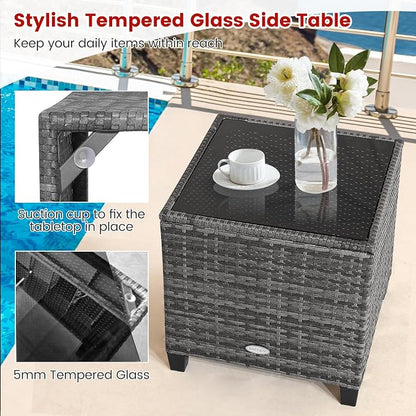 HAPPYGRILL 3 Pieces Patio Conversation Set, Outdoor Furniture Set PE Rattan - Image 9
