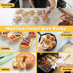 P&P CHEF Cooling Baking Rack Pack of 2, Stainless Steel Cooling Racks for Cooking Baking Roasting Grilling Drying, Dense Wires & Smooth Edge, Easy to clean, Silver, 15.3" x 11.25"