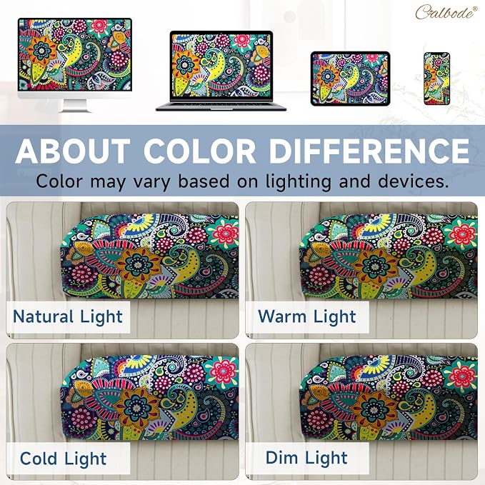 CALBODE 8Pcs Stretch Patio Cushion Cover, Boho Floral Couch & Sofa Slipcovers - Image 6