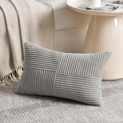 Fancy Homi 2 Packs Grey Lumbar Decorative Throw Pillow Covers 16x26 Inch - Image 2