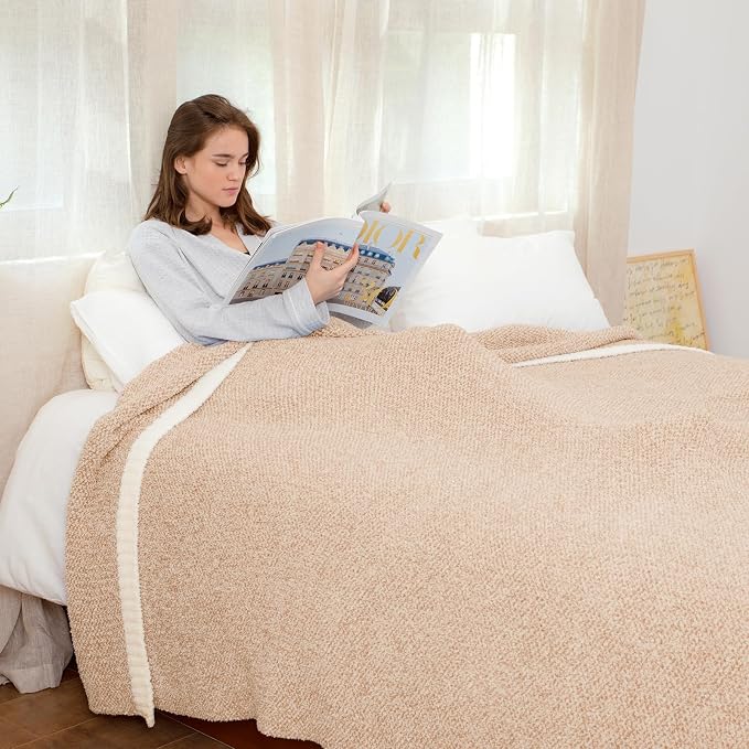 Snuggle Sac Super Soft & Reversible Heather Beige Throw - Image 4