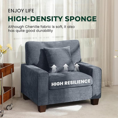 DOPEDIO Modern Living Room Sofa Set, 71.25" Chenille Loveseat - Image 7