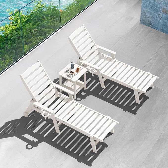 SERWALL Double Adirondack Side Table Set of 6, End Table- White - Image 7