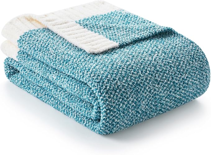 Snuggle Sac Super Soft & Reversible Heather Teal Blue Throw - Image 5