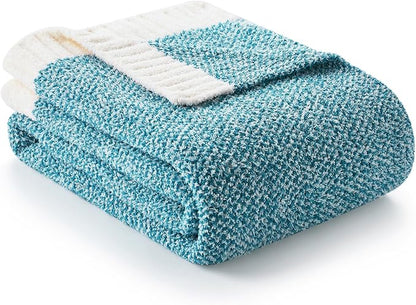 Snuggle Sac Super Soft & Reversible Heather Teal Blue Throw - Image 5