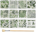 12PCS Camo Stencils for Spray Paint 12 x 12 Inch Camouflage Pattern Stencils with Brushes Grass Pattern Stencil Reusable Camo Stencil for Painting Wood Boat DIY Crafts Spray Painta