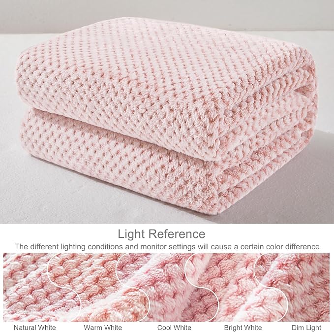 Exclusivo Mezcla Soft Waffle Fleece Bed Blanket King Size, Heather Pink | - Image 7