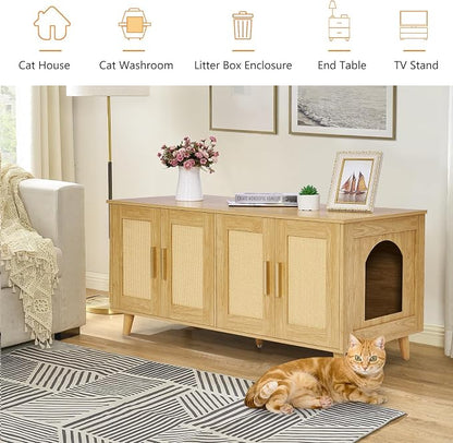 Homhedy Boho Cat Litter Box Enclosure - Image 7