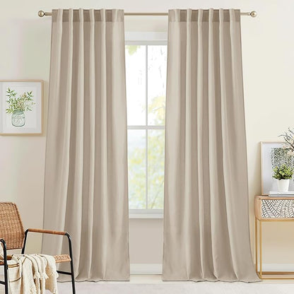 RYB HOME Farmhouse Boho Linen Sheer Curtains 90 inches Long by RYBHOME