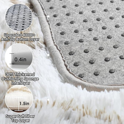 6x9 Area Rugs for Living Room Bedroom, Fluffy White and Beige Geometric Rug | - Image 4
