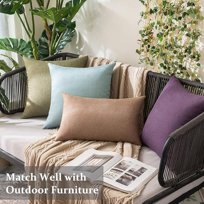MIULEE Pack of 2 Decorative Outdoor Solid Waterproof Throw Pillow Covers Faux - Image 5