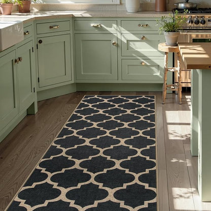 Lahome Moroccan Easy Jute Runner Rug, Geometric Trellis Woven Long Carpet - Image 8