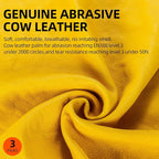 Vgo 3-Pairs Unlined Cow Grain Leather Work and Driver Gloves with Cow Split Leather Palm Patch (Size L, Gold,CA9590)