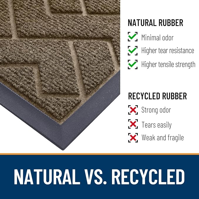 OLANLY Front Door Mat Outside 59x34, All-Season Absorbent Rubber Doormat | Brown - Image 5