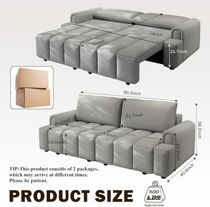 KEIKI 90.2" Space-Saving Convertible Sofa Bed – 3-in-1 Sleeper Couch - Image 2