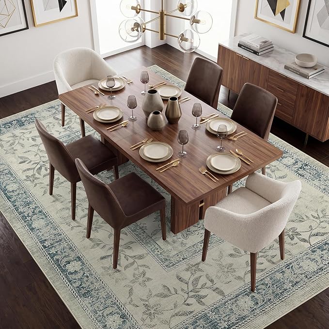 GarveeHome Vintage Blue Area Rug 8x10 - Image 3
