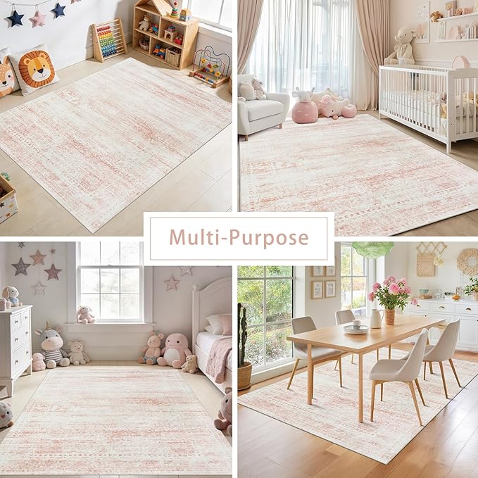 Pink Washable Rugs 6x9 Area Rugs - Image 5