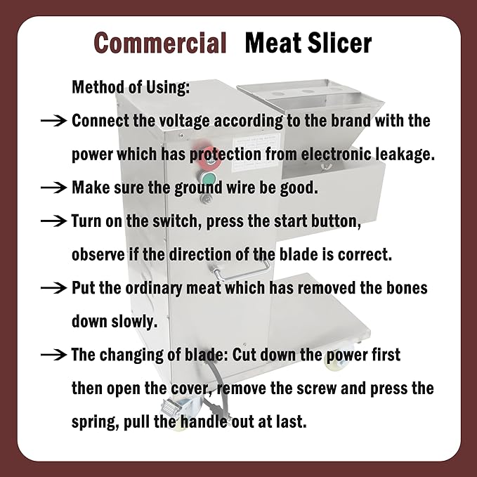 Commercial Meat Cutter Machine Meat Slicer Machine Electric TJ-130L Stainless Steel with 4.5mm Blade 110V 750W 400KG/H for Catering Businesses
