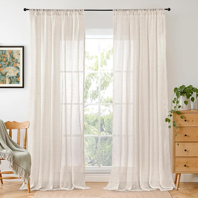 BGment Oatmeal Linen Curtains 52 X 96 Inches Long by BGment
