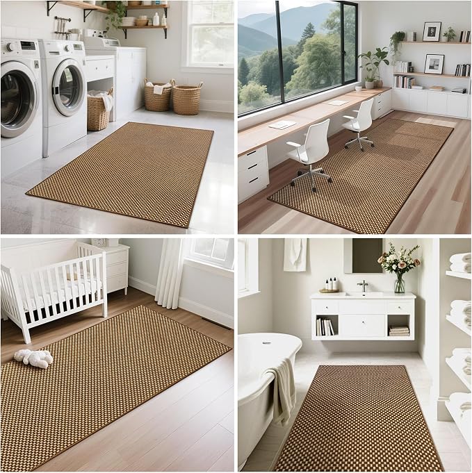 Hallway Runner Rug Woven Washable Kitchen Runner Dark Brown 2x5 ft | Boho Soft - Image 8