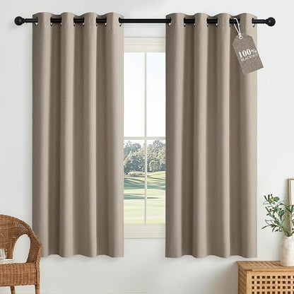 NICETOWN Linen 100% Blackout Curtains 63 inches Long by NICETOWN