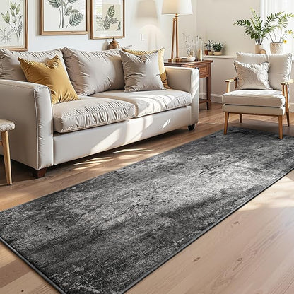 3x8 Black Rug Runners for Hallways Kitchen Runner Rug Non Slip Washable Black - Image 2